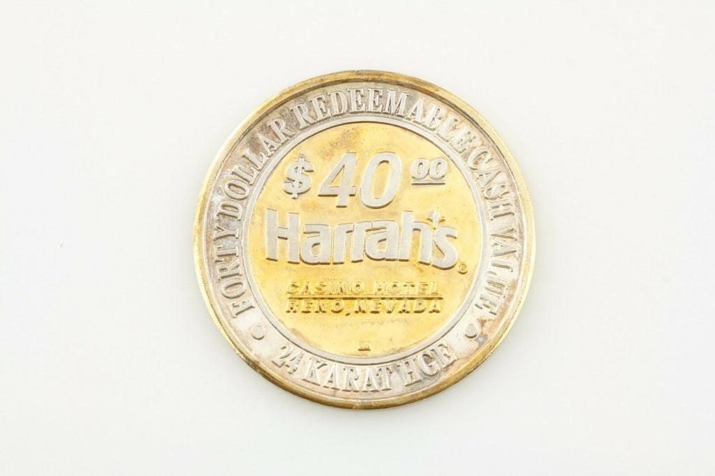 HARRAH'S, RENO NV, $40 FORTY DOLLAR GAMING TOKEN .999 FINE SILVER COIN