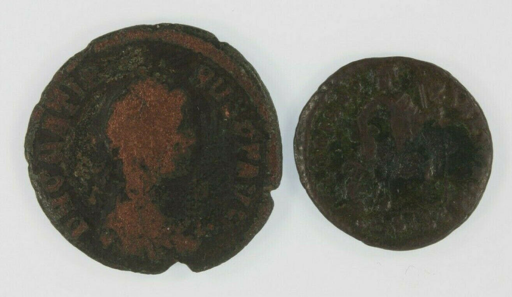 Roman Empire 2-coin Set // 378 Emperor Valens AE3 // 383 Emperor Gratian AE2