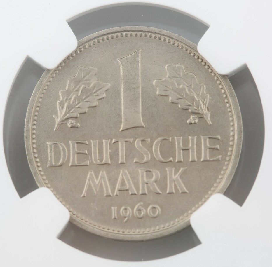 1960-F West Germany Federal Republic 1 Mark Coin Slabbed MS-65 NGC KM 110 Mint