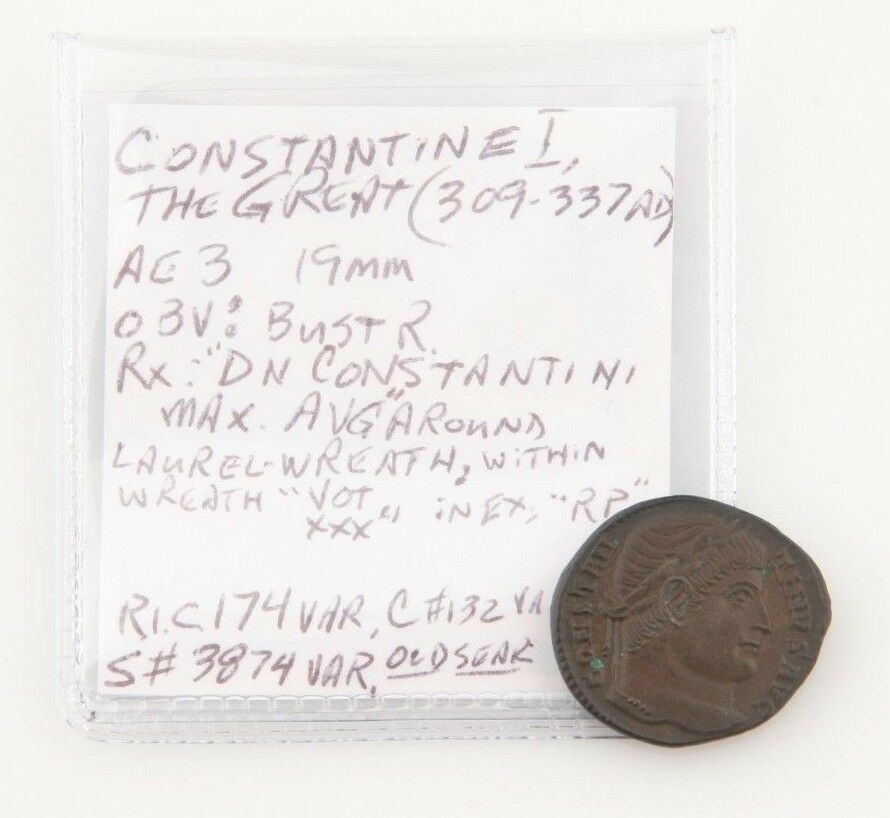 309-337 AD Roman Imperial AE3 Coin XF+ Constantine I The Great S-3874 RIC-174
