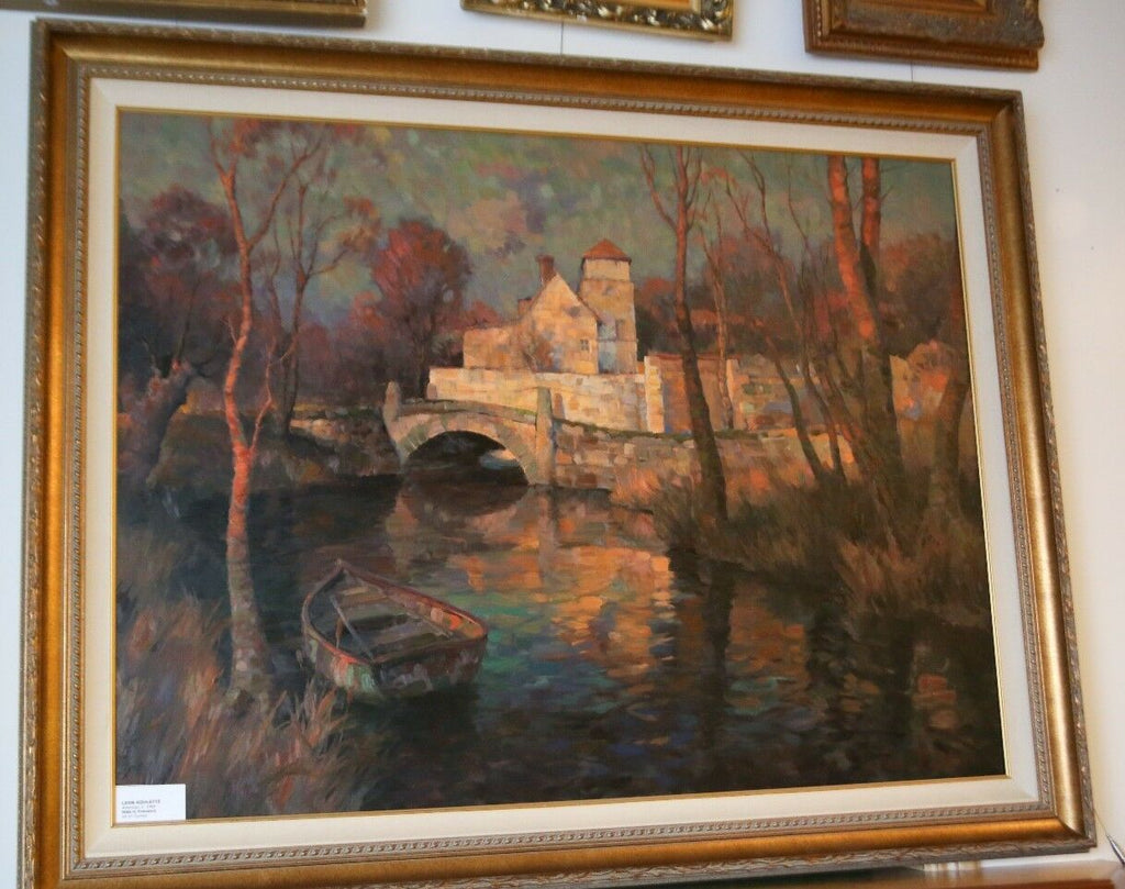"Mill in Provence" by Leon Roulette Oil on Canvas 43" x 56" Signed Painting