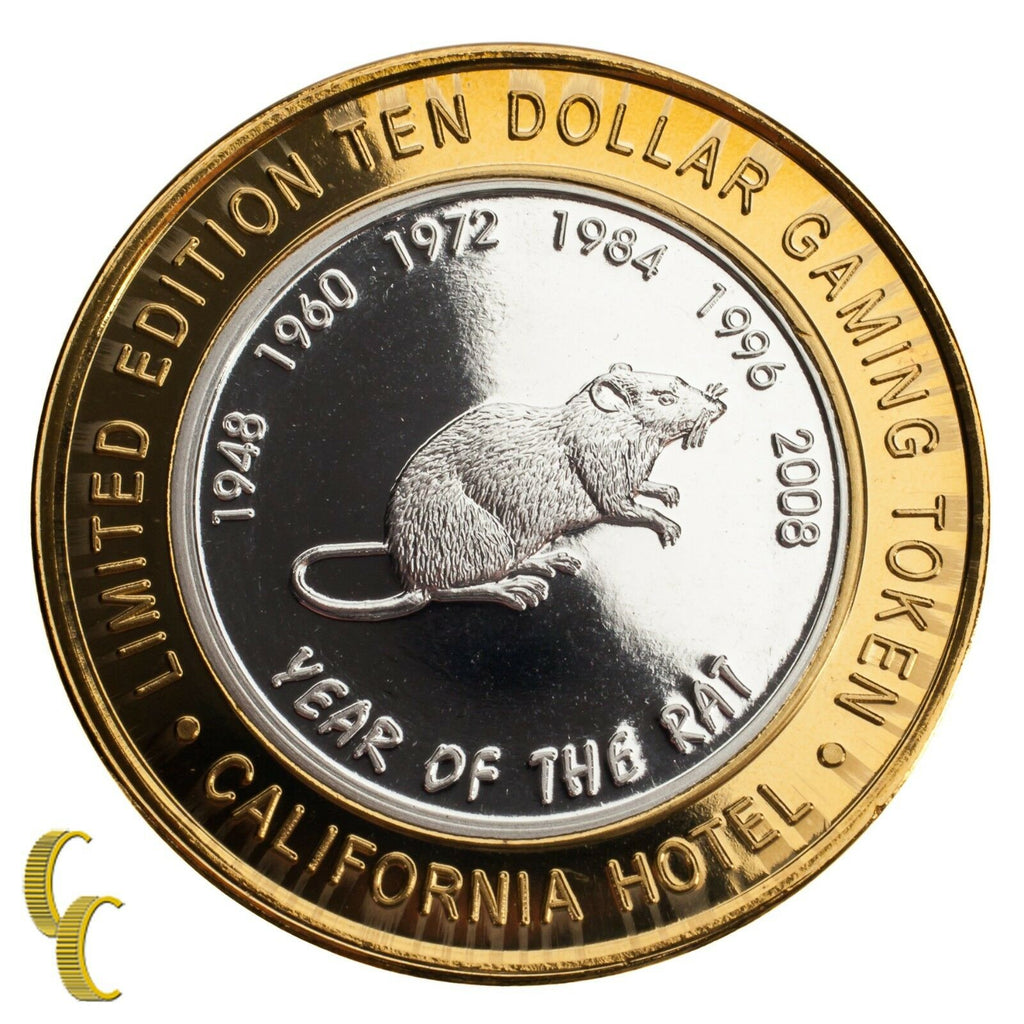 Sam Boyd's California Hotel $10 Casino Gaming Token Year of the Rat .999 Silver