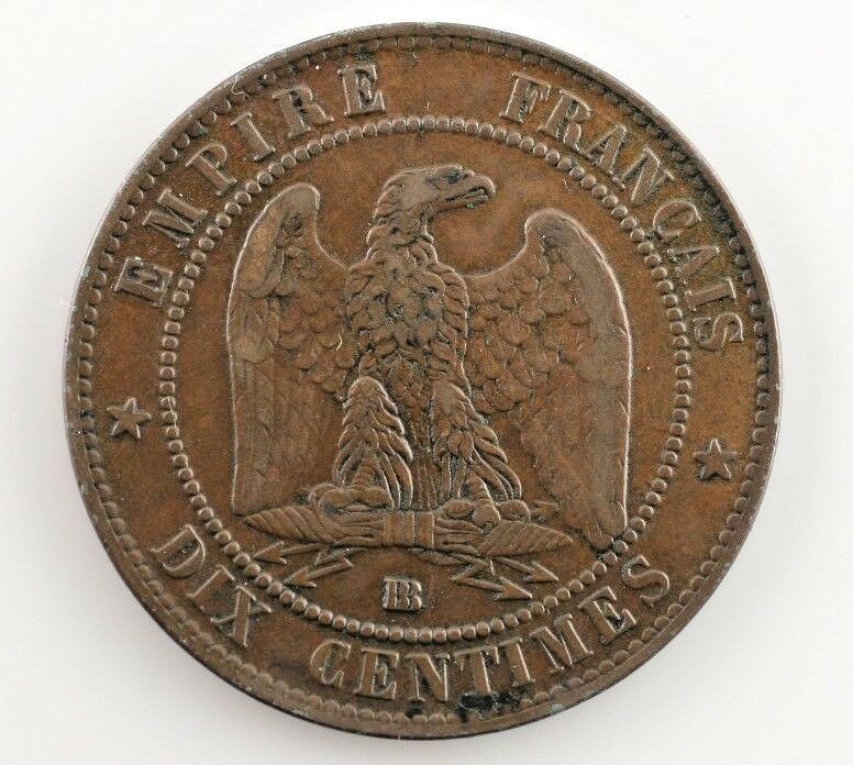 1864-B B France 10 Centime (XF) Extra Fine Condition