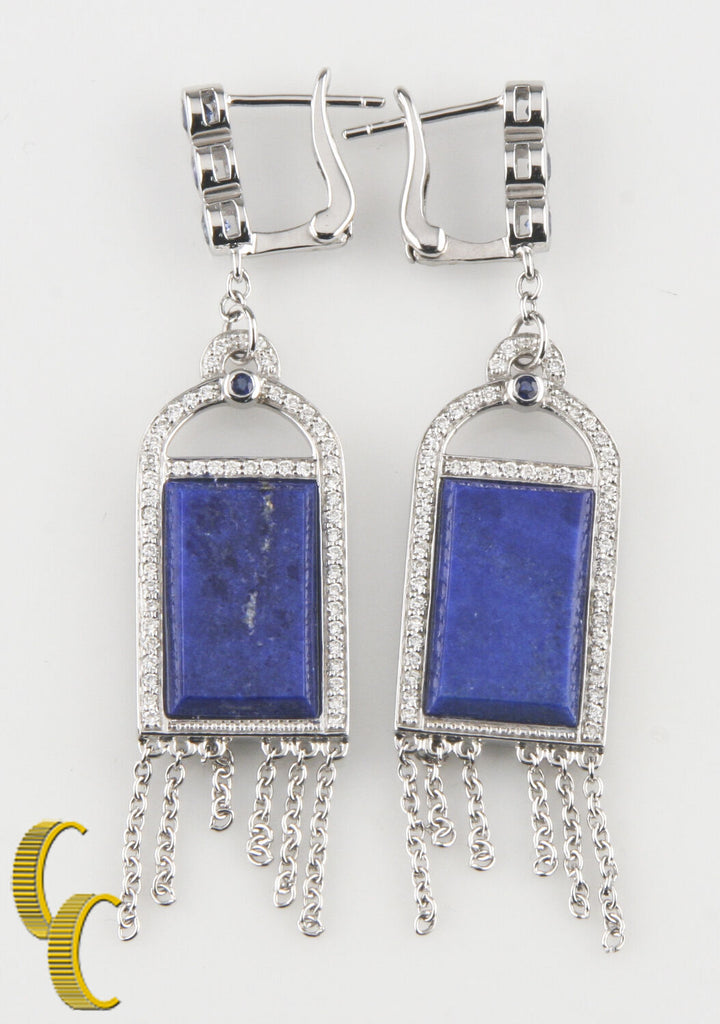 Badgley Mischka 18k White Gold Diamond, Iolite, Blue Lapis Earrings Great Gift!