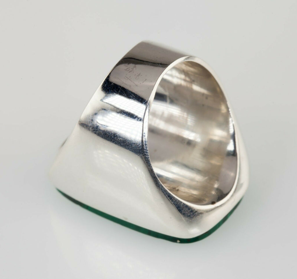 Vintage Malachite Sterling Silver Ring (Size 6.25)