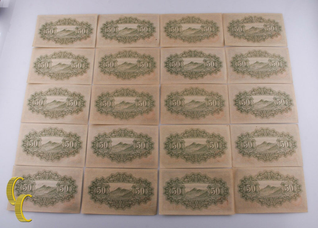 1945 Japanese 50 Sen Notes Lot of 20 Pieces All Uncirculated Condition