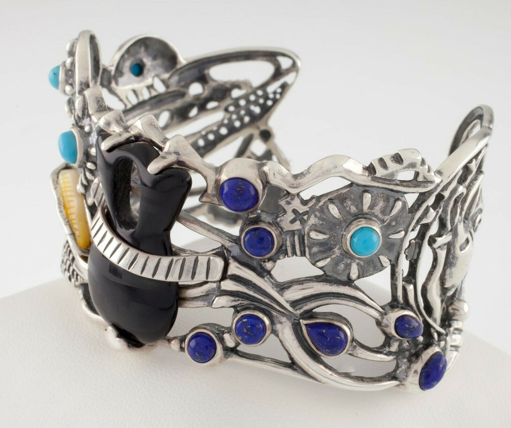 Fritz Casuse Navajo Sterling Silver Cuff Multi-Gemstone Gorgeous Piece!