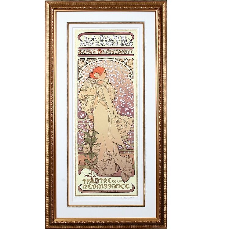 "Lady of Camellias" by Alphonse Mucha, Signed Giclee LE 304 of 475, 30" x 58.5"