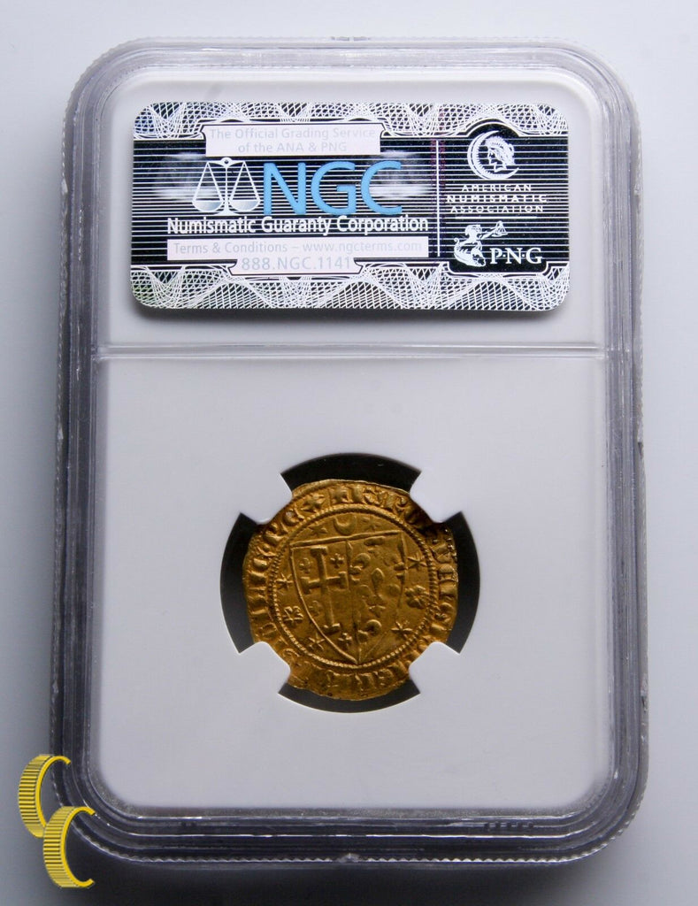 1266-1278 Italy Saluto d'oro Charles Gold Coin Naples FR-808 Graded by NGC AU58