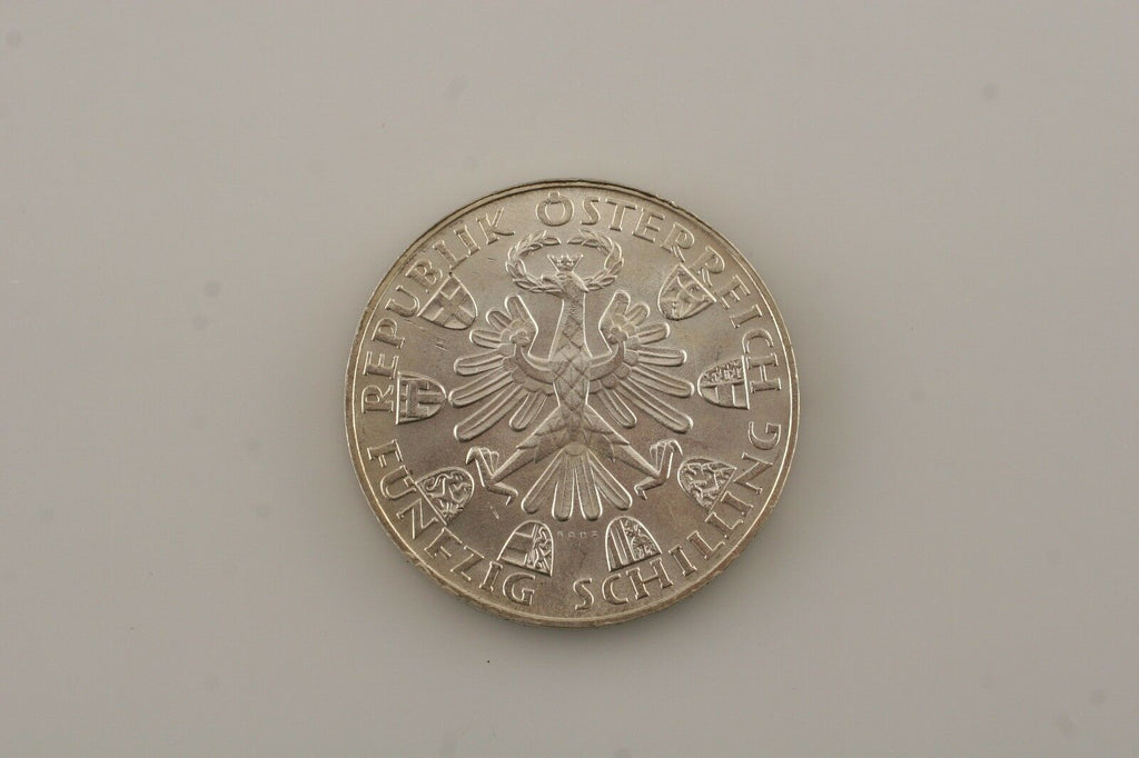 1959 Austria 50 Shilling Silver Coin in BU Condition KM #2888