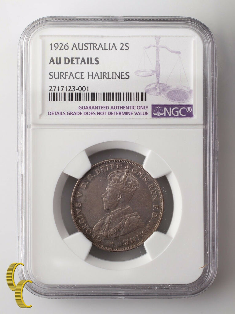 1926 Australia Florin, 2 Shillings Graded AU DETAILS By NGC, KM# 27