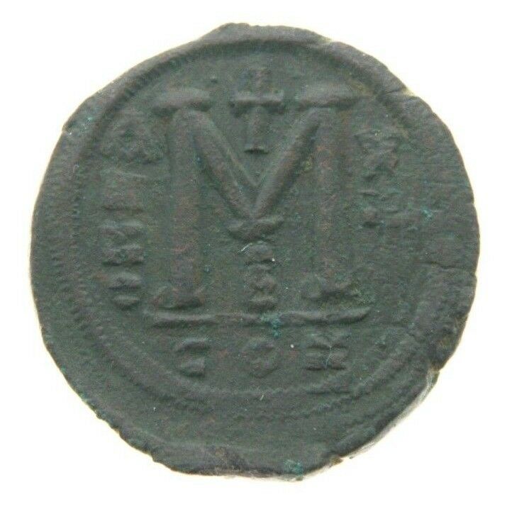 540 AD Byzantine AE Follis Justinian I Year 13 M Constantinople Mint SB-163
