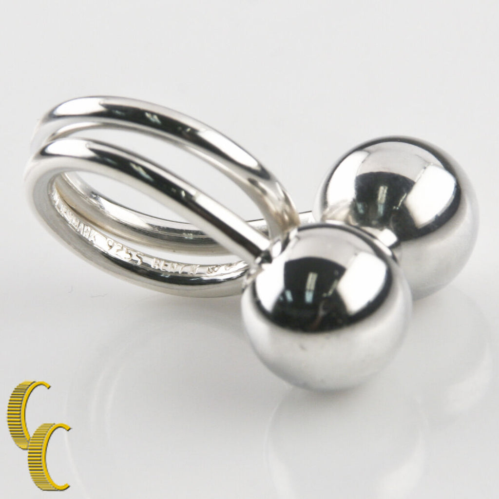 Georg Jensen Sterling Silver Modernist Ball Ring Designed by Bent Knudsen Size 4