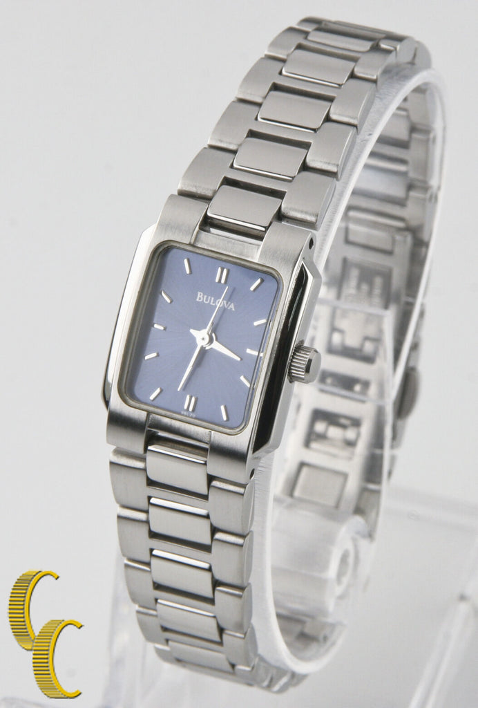 Bulova Woman's Stainless Steel Quartz Watch w/ Satin Blue Dial 1999