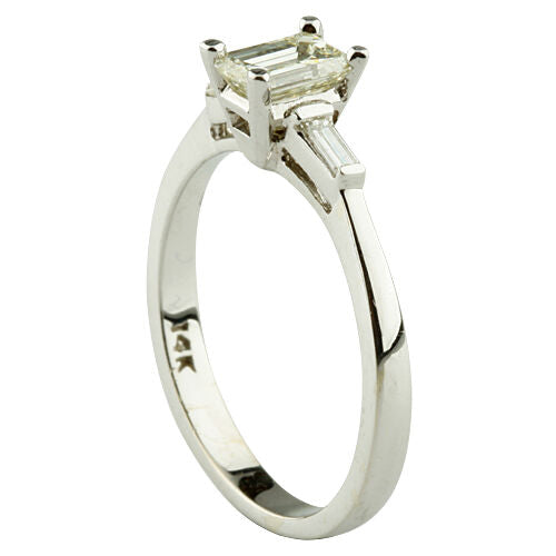 0.70 carat Three-Stone Diamond 14k White Gold Engagement Ring Size 6.75