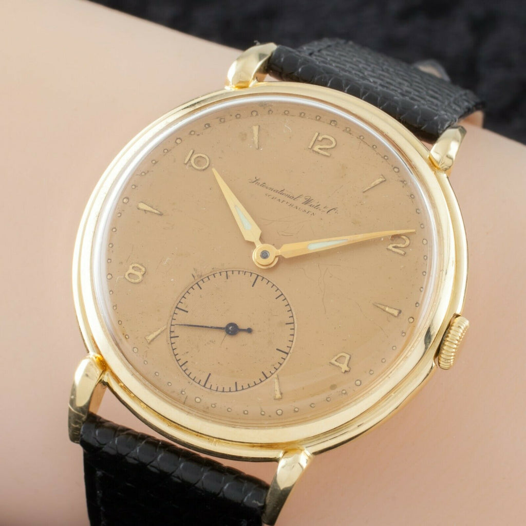 18k Yellow Gold IWC Hand-Winding Watch Cal. 88 1940s w/ Leather Band