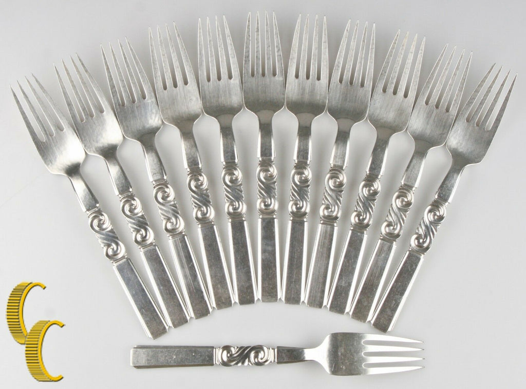 Scroll By Georg Jensen (Denmark) 27 pcs of Sterling Silver Flatware