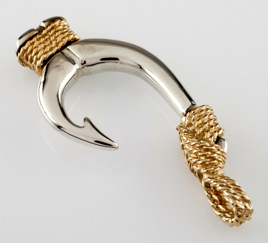 Kabana Sterling Silver and 14k Yellow Gold Fishhook Pendant Gorgeous!