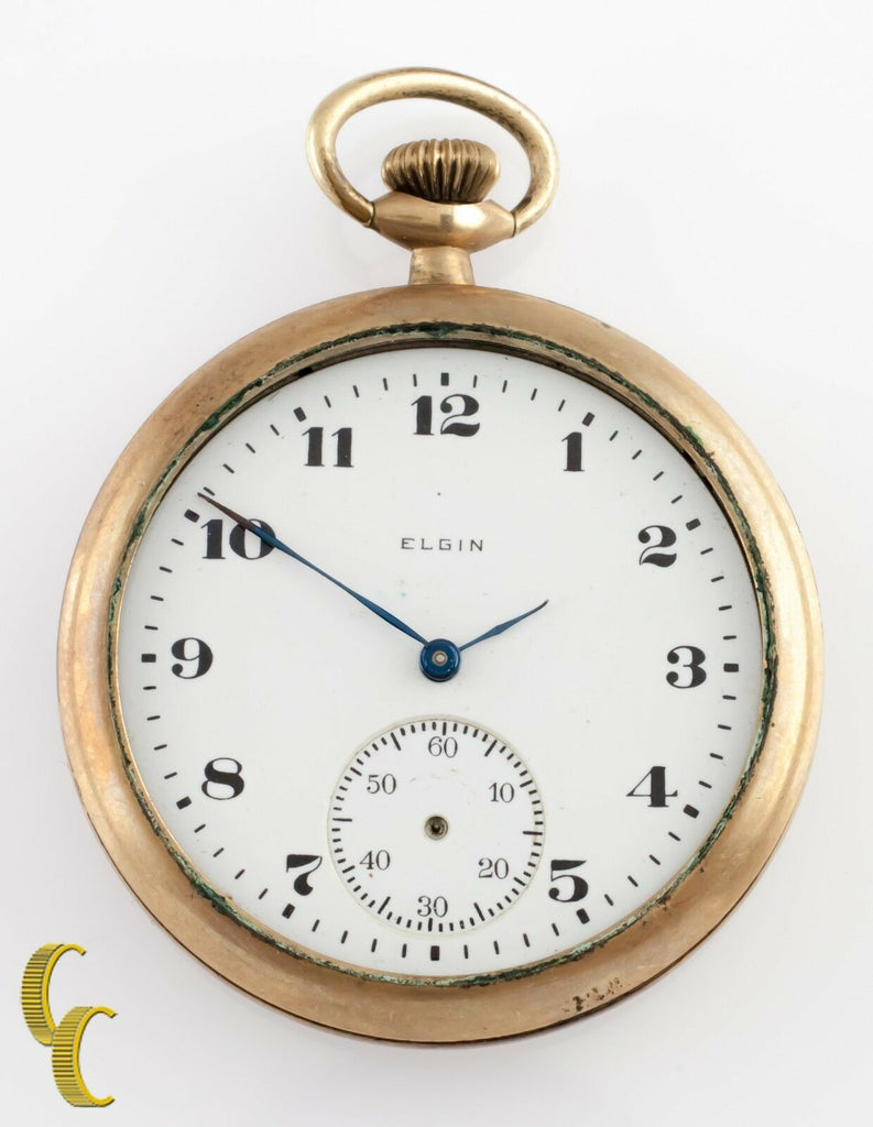 Elgin Antique Open Face Gold Filled Pocket Watch Gr 303 Size 12 7 Jewel