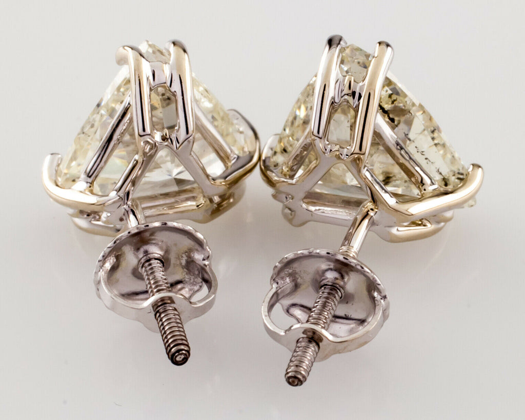4.06 Ct Trillion Cut Diamond Stud Earrings Set in 14k White Gold Gorgeous!