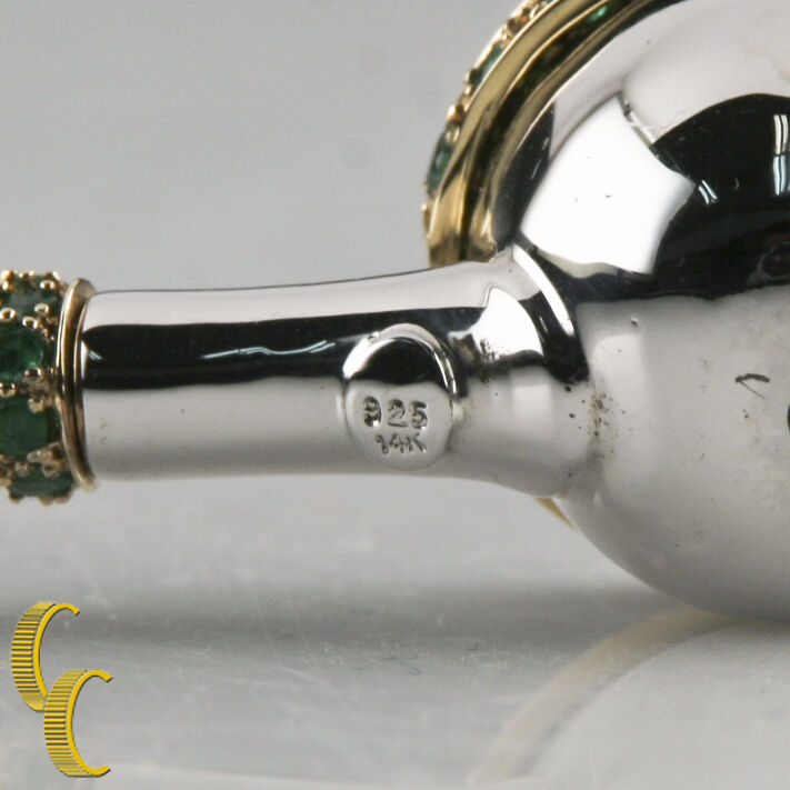 .925 Sterling Silver & 14K Yellow Gold With Emerald 3-piece & Poker Pipe
