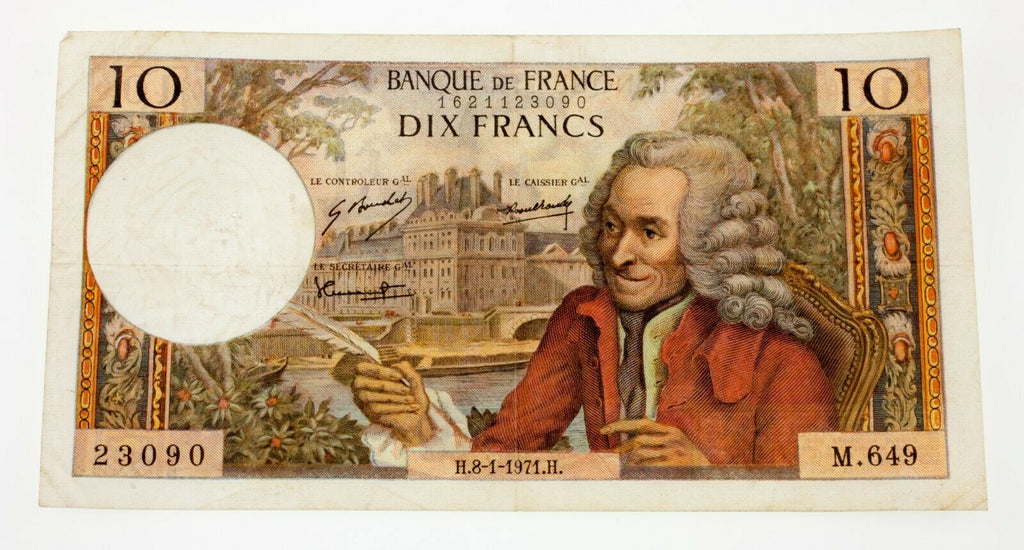 Lot of 2 France Notes (1940 10 Francs and 1971 10 Francs) in VF Condition