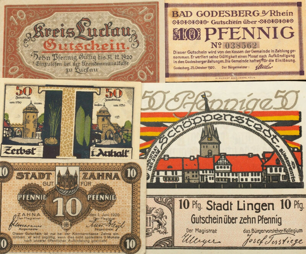 1920's Germany Notgeld Money 26pc - Ettal, Kamen, Neusalz, Strasburg