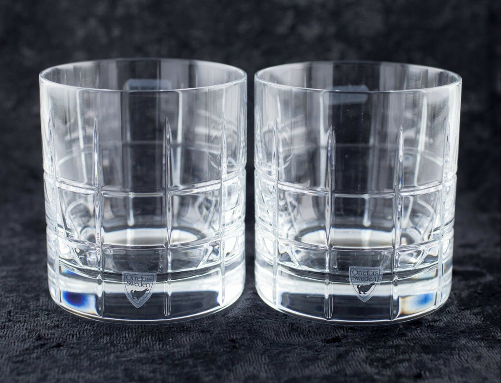 Orrefors Street Pair of Whiskey Glasses w/ Box Nice! 6719705