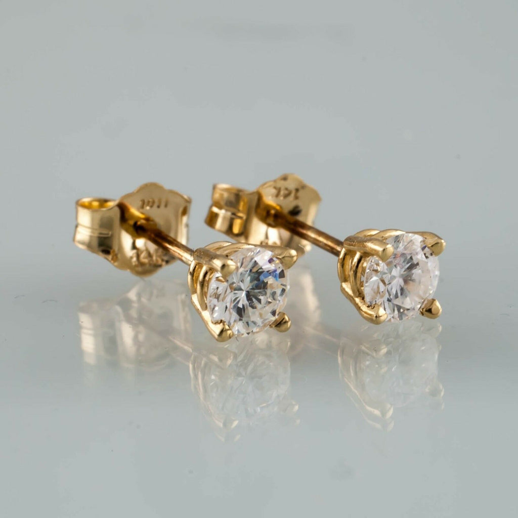 0.50 carat Round Diamond 14k Yellow Gold Stud Earrings Butterfly Backs