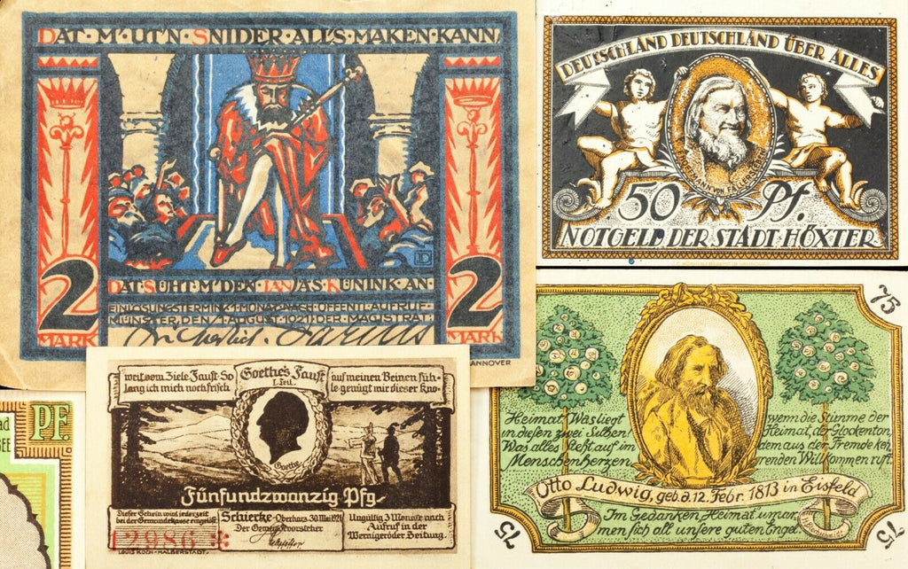1920's Germany Notgeld Money 25pc Famous People - Genthin, Goldin, Leer, Stolp
