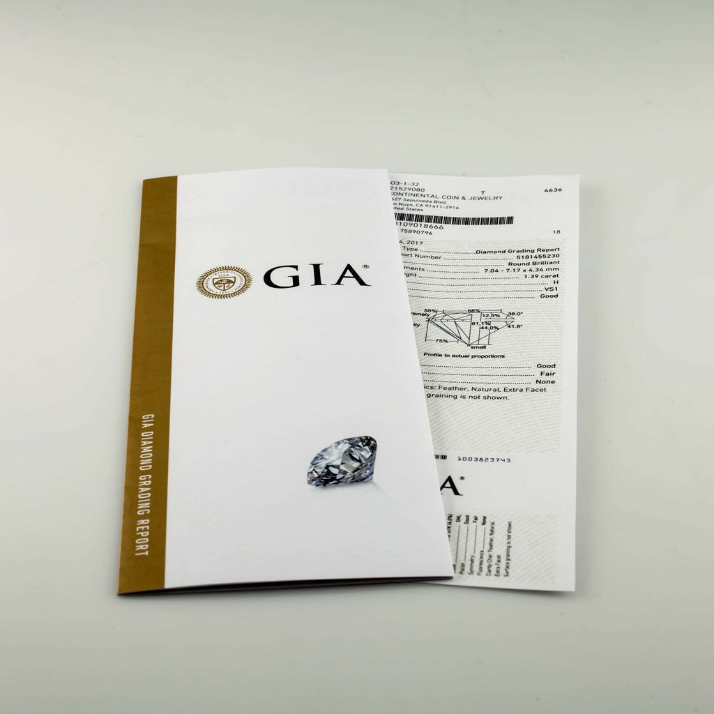 1.39 Carat Loose H / VS1 Round Brilliant Cut Diamond GIA Certified