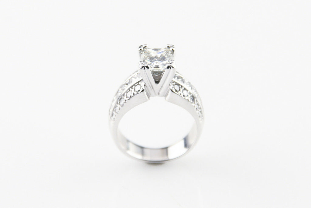 1.39 Carat Princess Cut Diamond 14k White Gold Engagement Ring w/ AIG-cert