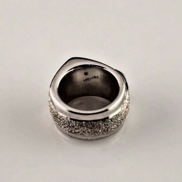 DUAL TEXTURED .925 STERLING SILVER ASYMMETRICAL FASHION RING