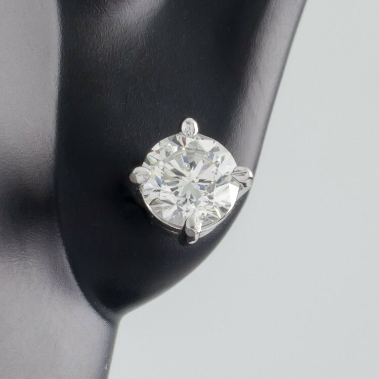 0.70 carat Round Brilliant Diamond 14k White Gold Push Back Stud Earrings