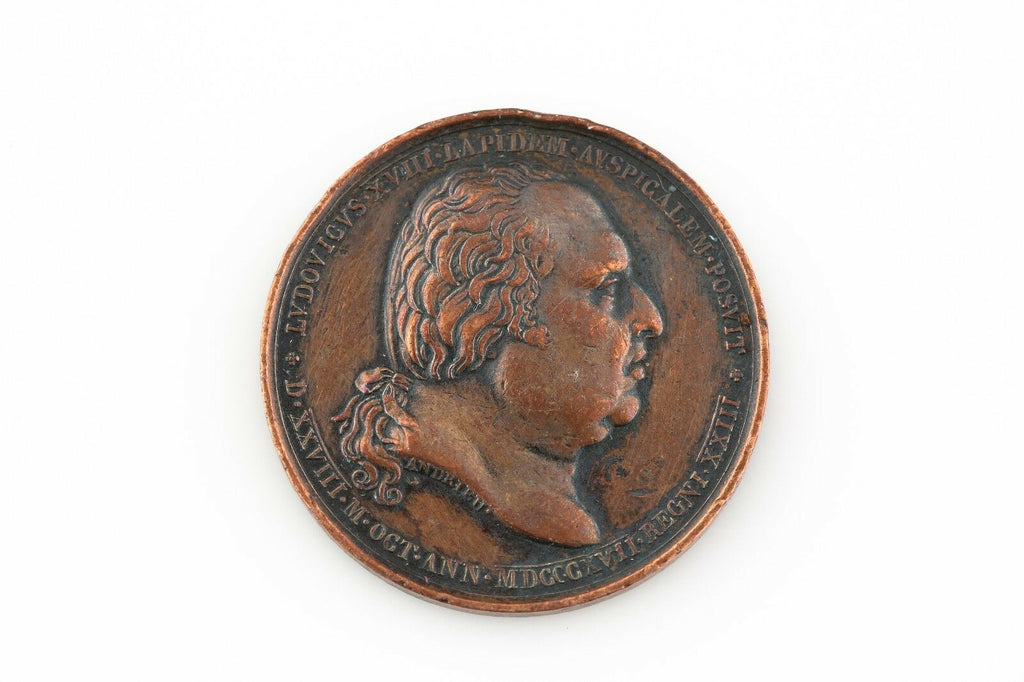 1817 France Louis XVIII Medal XF Equestrian Statue Restoration Henrico Magno
