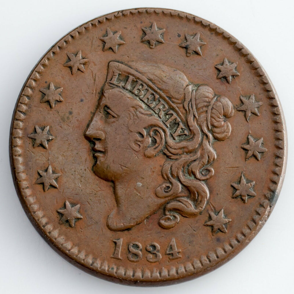 1834 Large Cent VF Condition, All Brown Color, Nice Detail on Both Sides