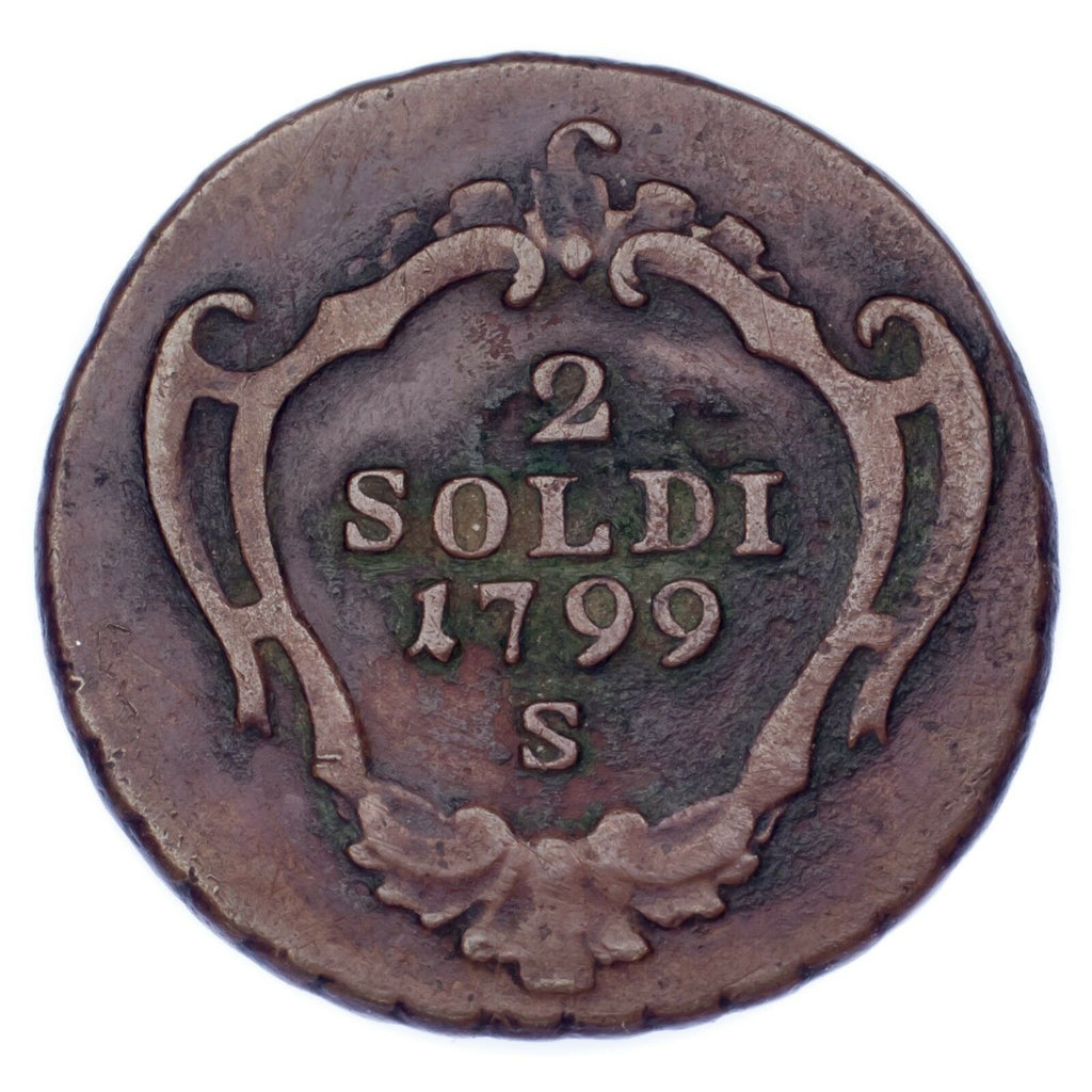 1799-S Italian States Gorizia 2 Soldi XF Condition KM #44