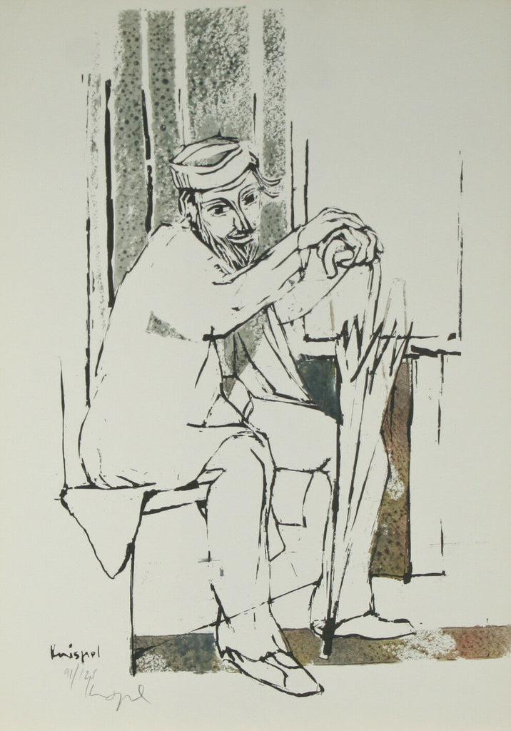 "The Old Man" by Knispel Gershon Signed Limited Edition of 125 Lithograph Print