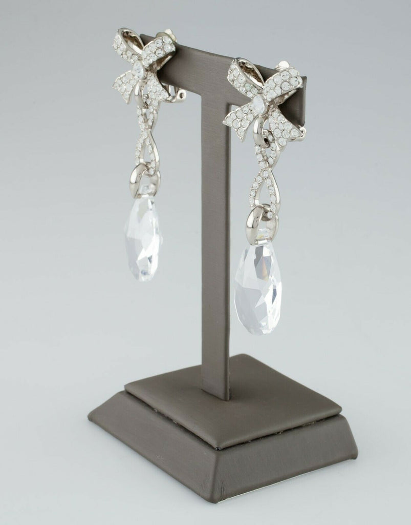 Dior Crystal and Metal Costume Dangle Clip-On Earrings Gorgeous!