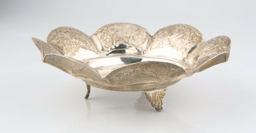 Antique Persian Silver Repousse Bowl w/ Birds & Flowers (185g) 0.900 Silver