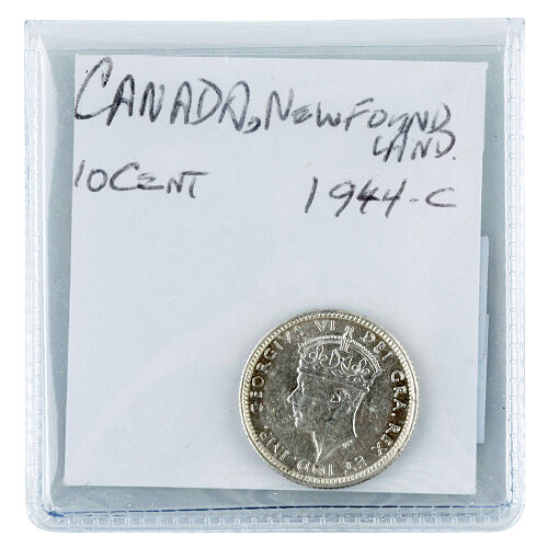 1944C Canada Newfoundland Silver 10C (About Uncirculated, AU Condition)