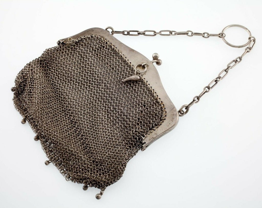 Gorgeous Sterling Silver Vintage Chainmail Coin Purse w/ Fabric Interior