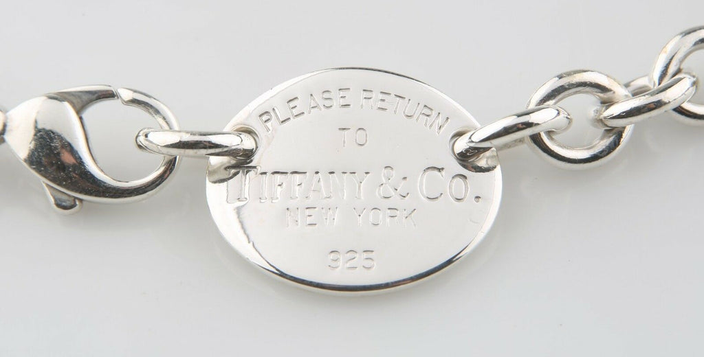 Tiffany & Co. Sterling Silver "Return to" Oval Tag Necklace 15.5" Retails $425