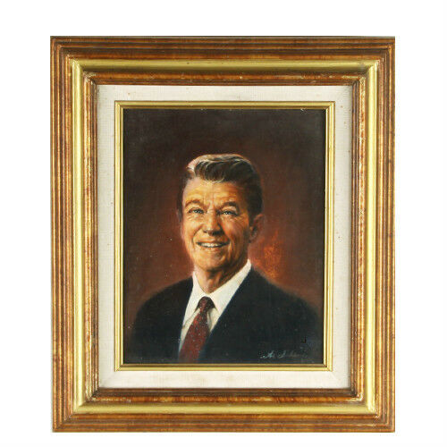 Untitled (Portrait of Ronald Reagan) By Anthony Sidoni Signed Oil Painting