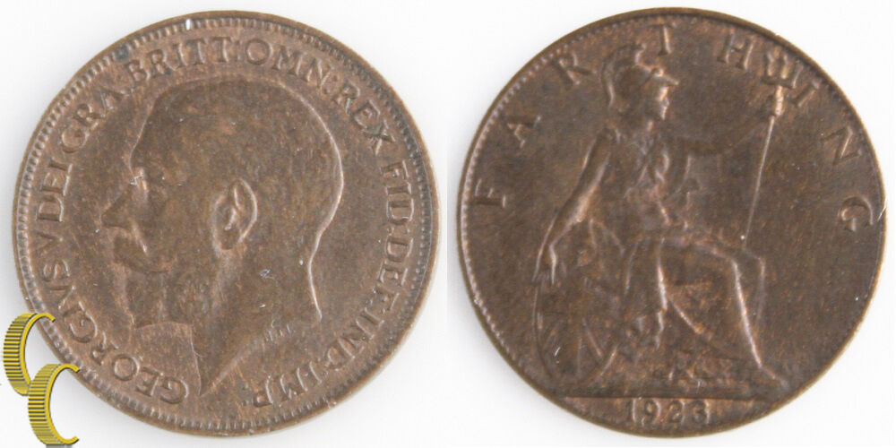 1923-1925 Great Britain Farthing Lot (AU-BU, 3 coins) George V England KM-808.2