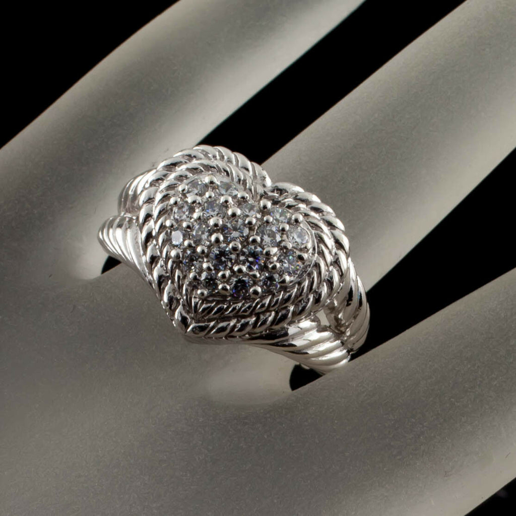 Judith Ripka Sterling Silver CZ Diamonique Heart Ring Size 6.75