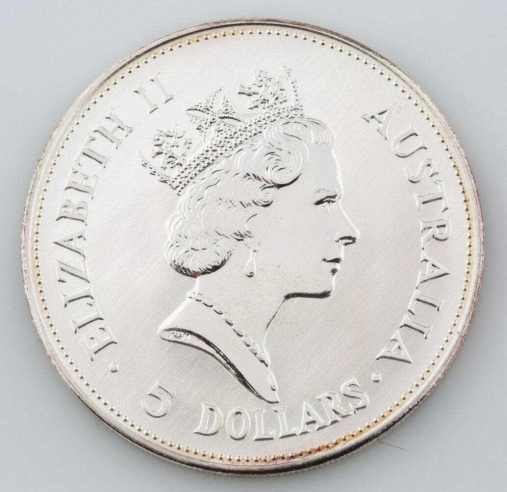 1990 .999 Silver 1 oz. Australlian Kookaburra $5 1992 .999 Silver 2 oz. $2 coin