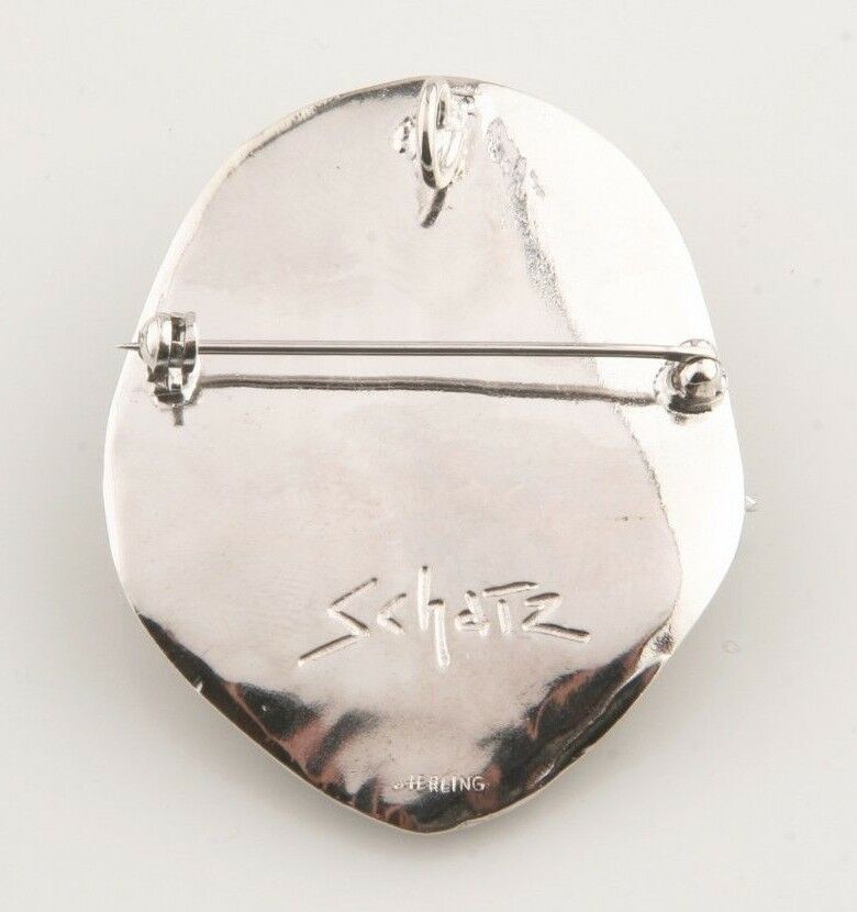 Sterling Silver Schatz Abstract Brooch/Pendant with Single Diamond Great Piece!