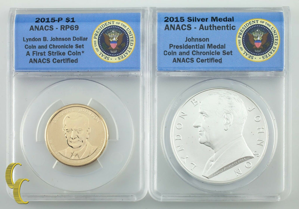 2015 Johnson Coin & Chronicle Reverse Proof $1 and .999 Silver Medal RP-69 ANACS