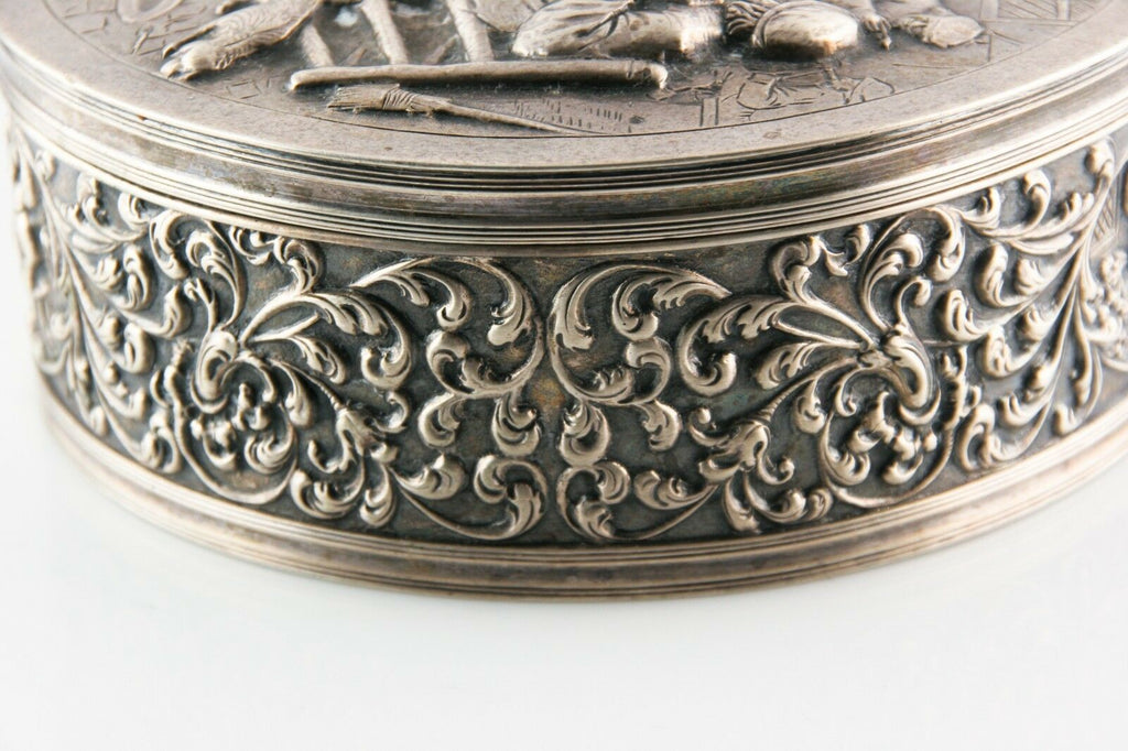 Gorgeous Vintage Fine Silver Dutch Repousse Trinket Box (before 1953) 414.1 g